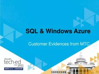 SQL &amp; Windows Azure