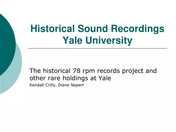 historical sound recordings yale university