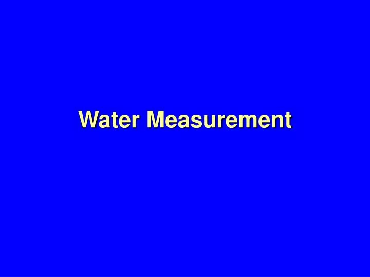 water measurement