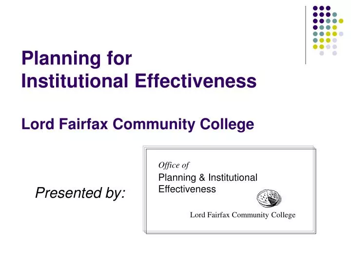 planning for institutional effectiveness lord fairfax community college