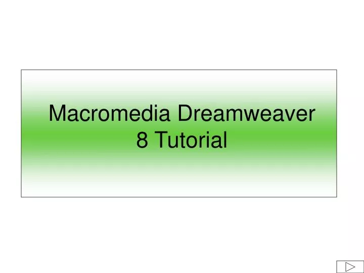 macromedia dreamweaver 8 tutorial