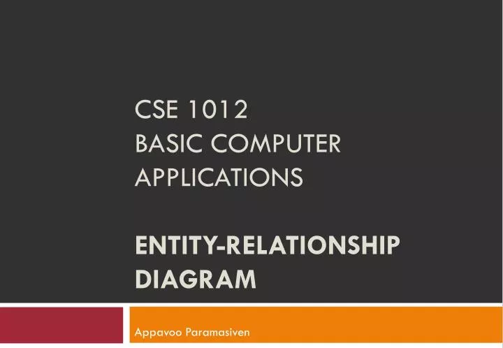 cse 1012 basic computer applications entity relationship diagram