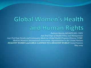 Global Women’s Health and Human Rights