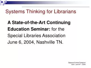 Systems Thinking for Librarians