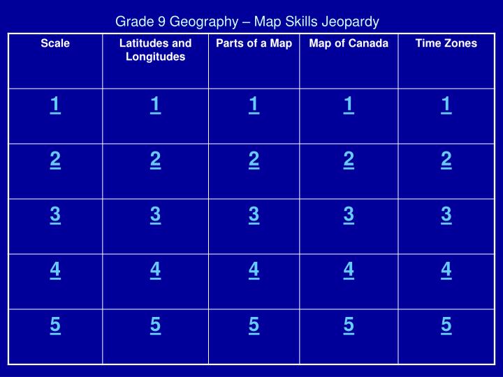 grade 9 geography map skills jeopardy