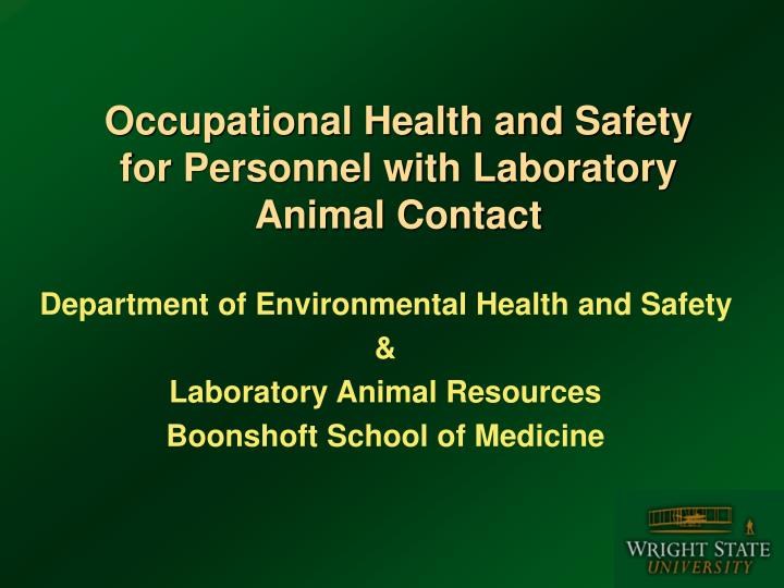 occupational health and safety for personnel with laboratory animal contact