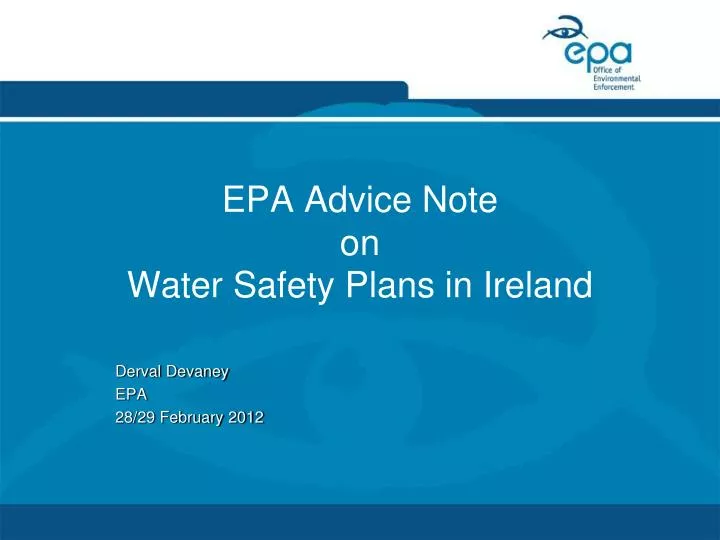 epa advice note on water safety plans in ireland