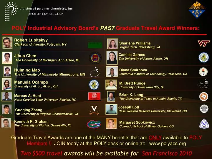 poly industrial advisory board s past graduate travel award winners