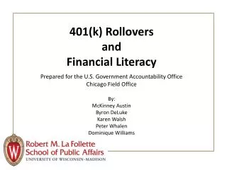 401(k) Rollovers and Financial Literacy