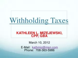 Withholding Taxes