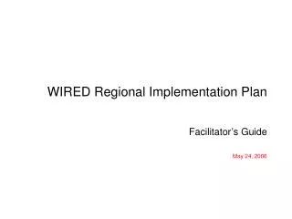 WIRED Regional Implementation Plan