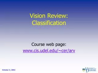 Vision Review: Classification
