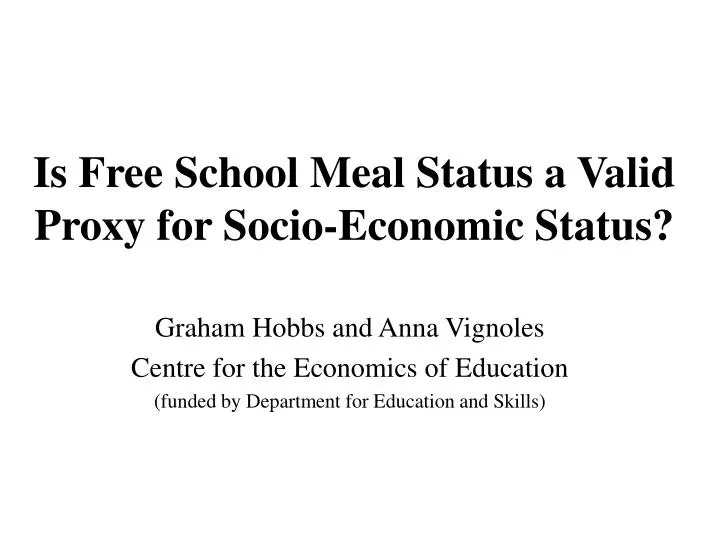 is free school meal status a valid proxy for socio economic status