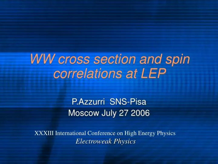ww cross section and spin correlations at lep