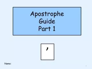 Apostrophe Guide Part 1