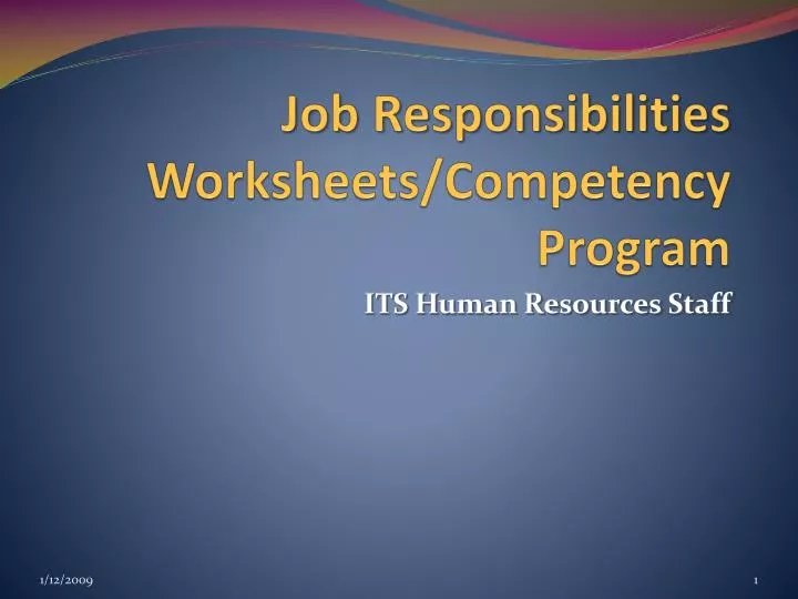 job responsibilities worksheets competency program