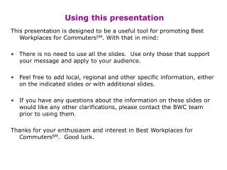 Using this presentation