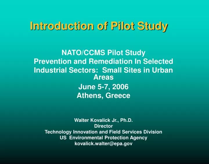 introduction of pilot study