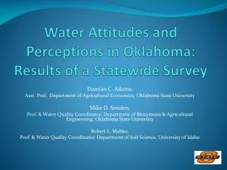 Water Attitudes and Perceptions in Oklahoma: Results of a Statewide Survey