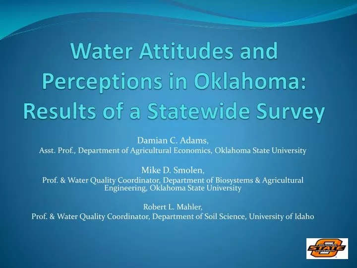 water attitudes and perceptions in oklahoma results of a statewide survey