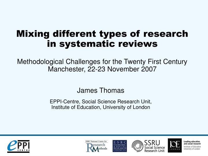 james thomas eppi centre social science research unit institute of education university of london