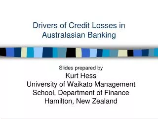 Drivers of Credit Losses in Australasian Banking