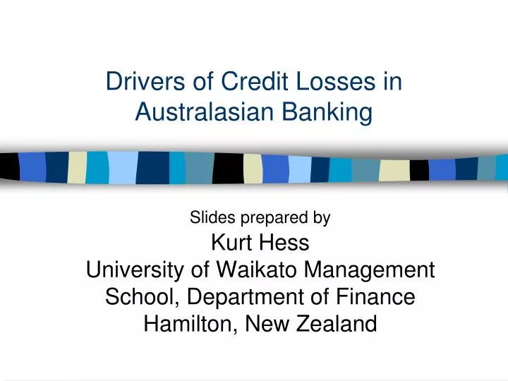 drivers of credit losses in australasian banking
