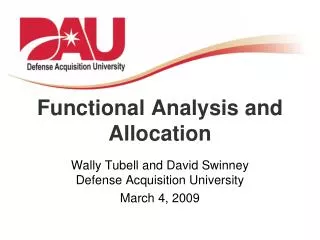 Functional Analysis and Allocation