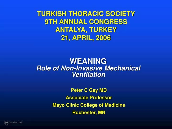 turkish thoracic society 9th annual congress antalya turkey 21 april 2006