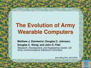 The Evolution of Army Wearable Computers