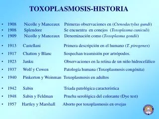 toxoplasmosis historia