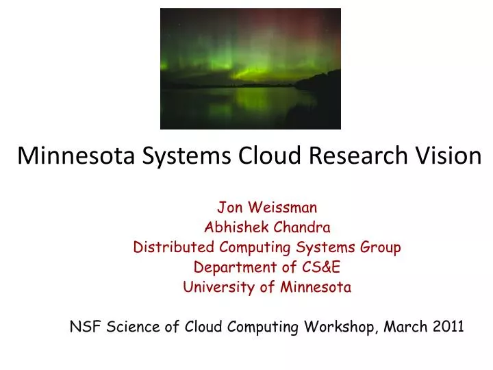 minnesota systems cloud research vision