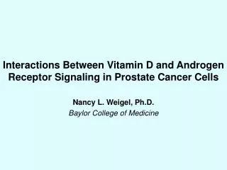 Interactions Between Vitamin D and Androgen Receptor Signaling in Prostate Cancer Cells