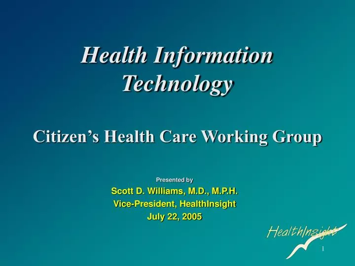 health information technology citizen s health care working group