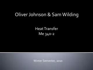 Oliver Johnson &amp; Sam Wilding