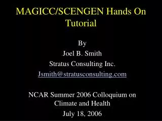 MAGICC/SCENGEN Hands On Tutorial