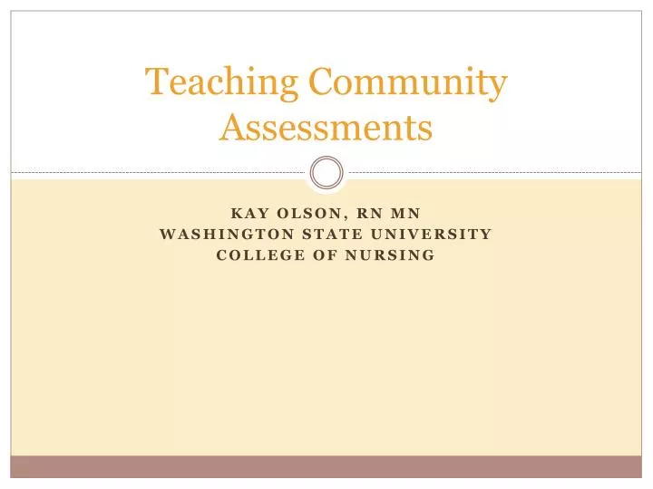 teaching community assessments