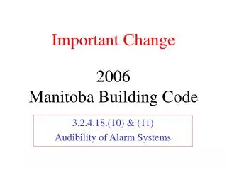 2006 Manitoba Building Code