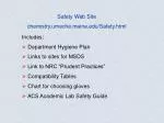 Safety Web Site chemistry.umeche.maine.edu/Safety.html - slide 1
