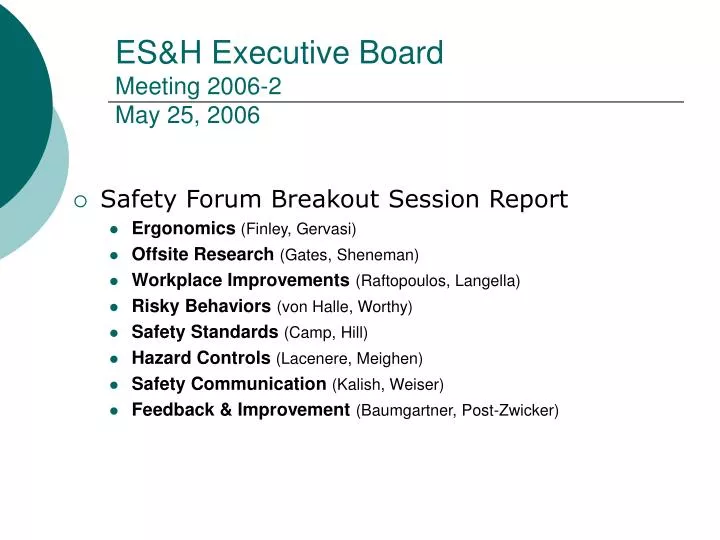 es h executive board meeting 2006 2 may 25 2006