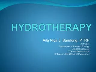 HYDROTHERAPY