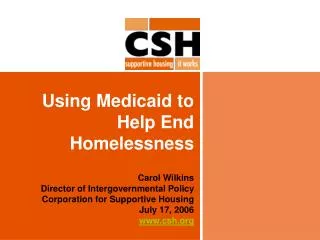Using Medicaid to Help End Homelessness