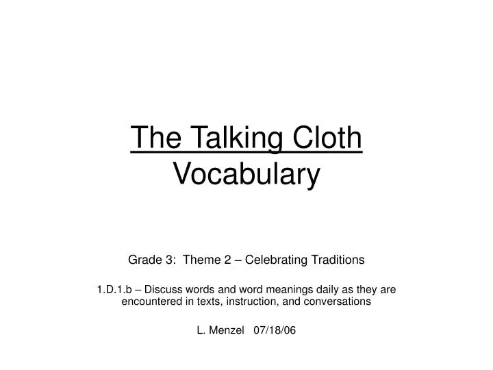the talking cloth vocabulary