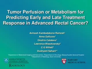 Tumor Perfusion or Metabolism for Predicting Early and Late Treatment Response in Advanced Rectal Cancer?