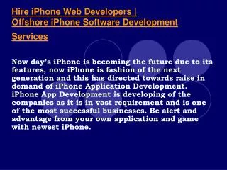 Hire Offshore iPhone 4 Apps Programmers in India