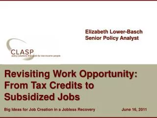 Revisiting Work Opportunity: From Tax Credits to Subsidized Jobs