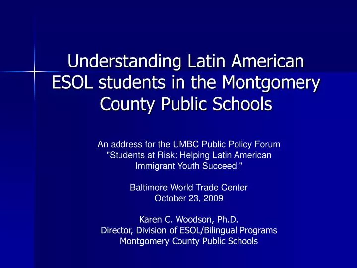 understanding latin american esol students in the montgomery county public schools
