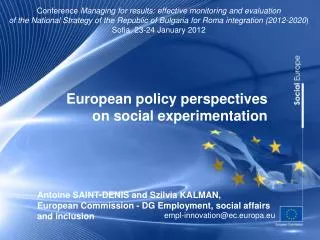 European policy perspectives on social experimentation