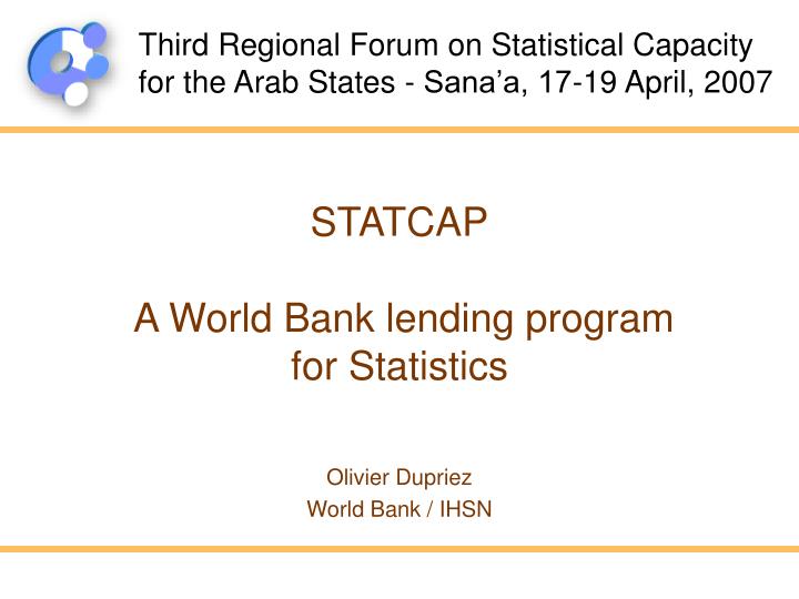 statcap a world bank lending program for statistics