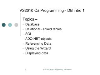 VS2010 C# Programming - DB intro 1